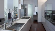 Terwilleger Heights: Valcucine Artematica vitrum kitchen with Isola hood.