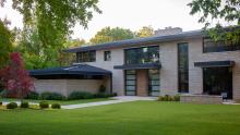 Front facade of private residence showing entryway.